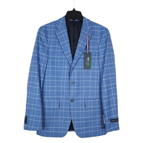 Tommy Hilfiger Men's Modern-Fit Stretch Sport Coat Blue Plaid 36R NWT - Picture 1 of 4